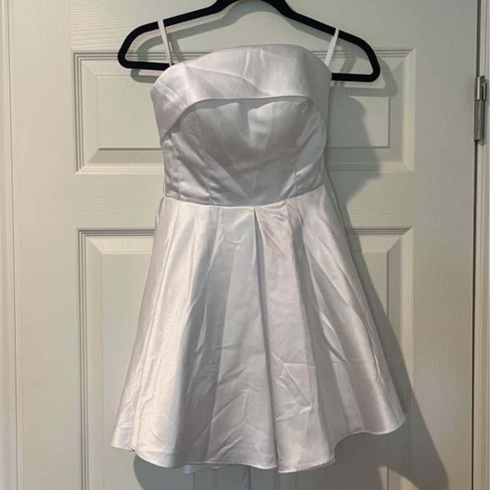 White Strapless Mini Lace-Up Dress